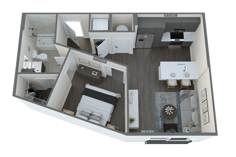 a floor plan of a one bedroom apartment